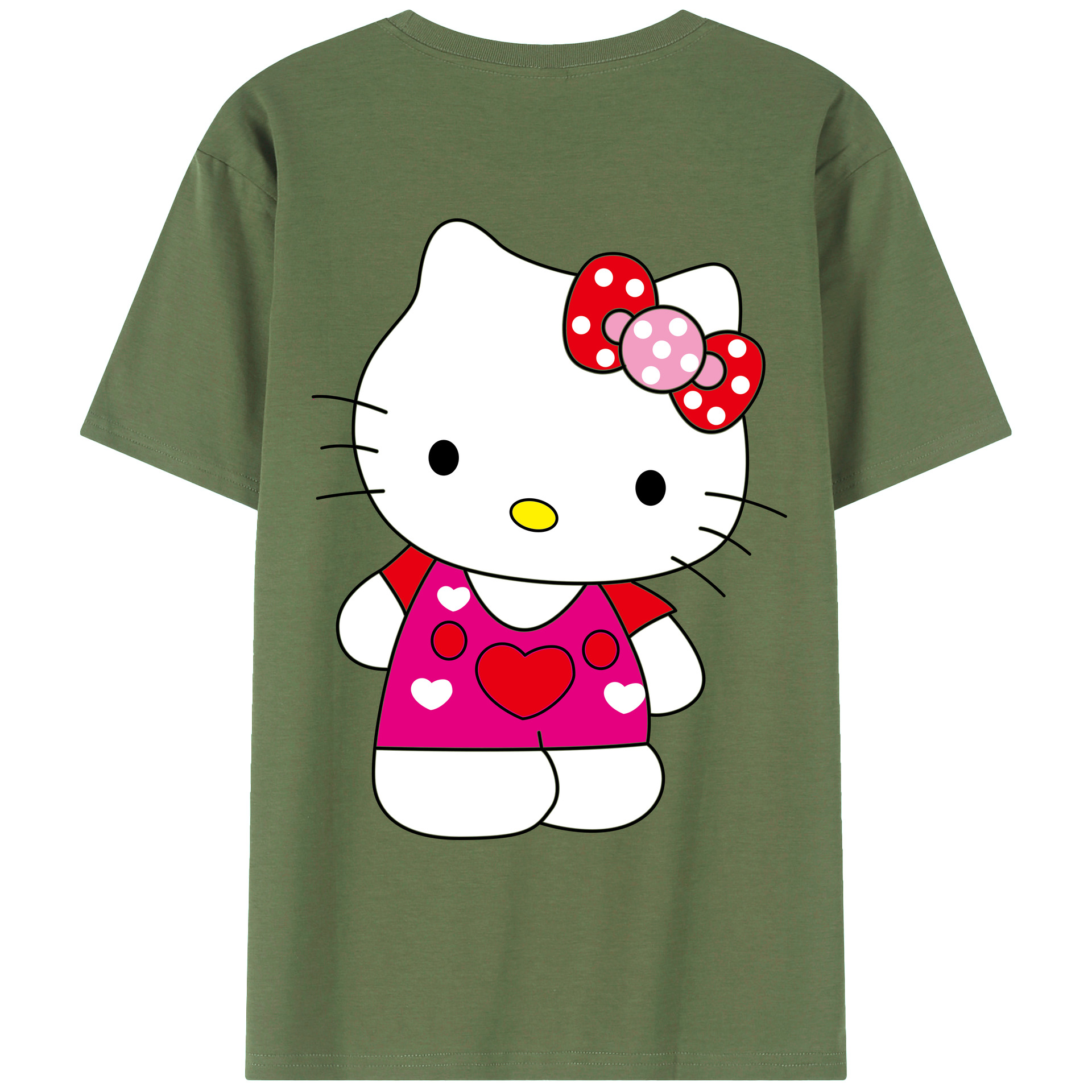（画像用） Hello Kitty ハローキティ 綿100％ メンズ半袖Tシャツ（バックプリント） 通気性